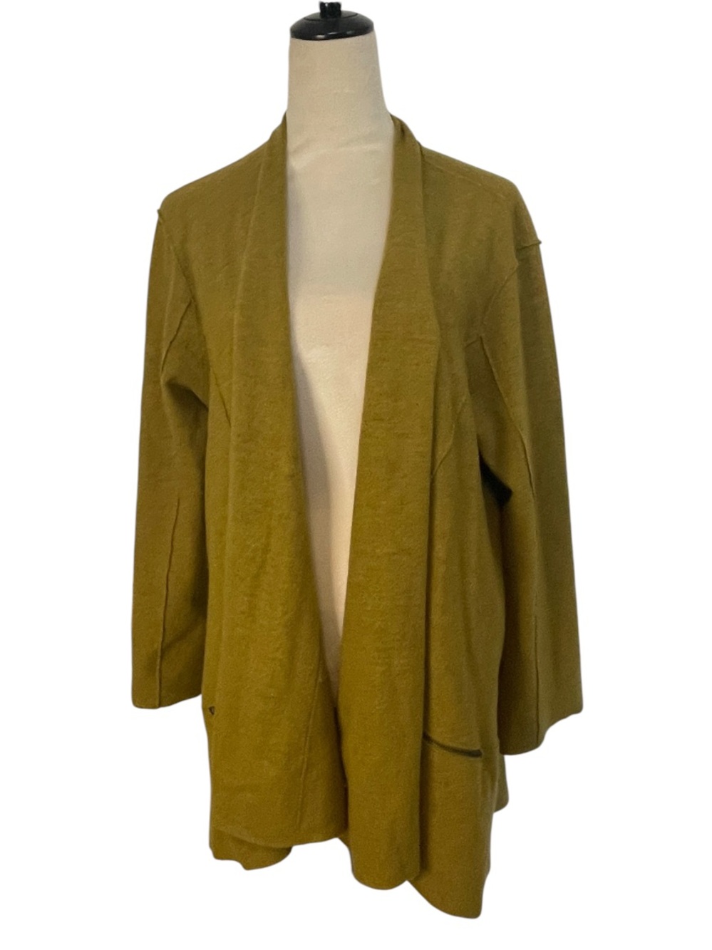 Eileen Fisher Olive Green Open-Front Knit Cardigan